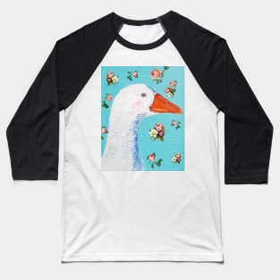 White goose and English roses Baseball T-Shirt